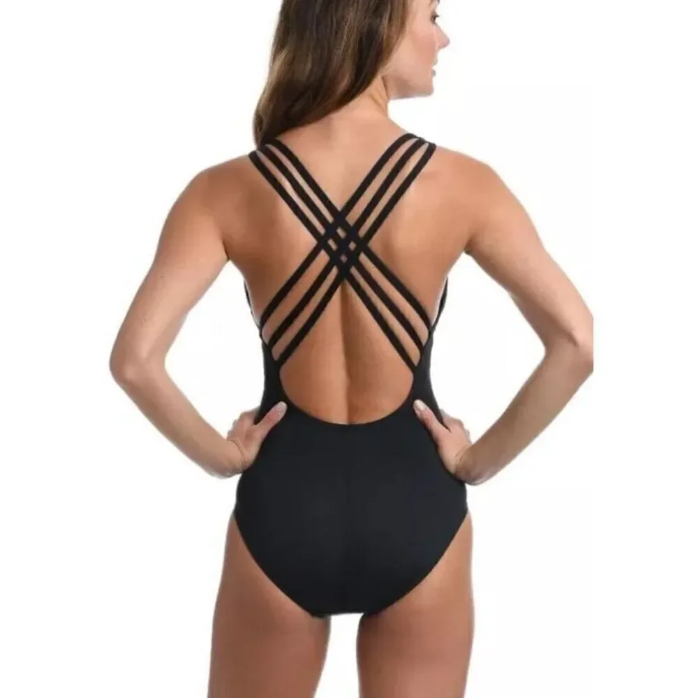 La Blanca 276870 Women Island Goddess Multi Strap Cross Back One Piece Black siz